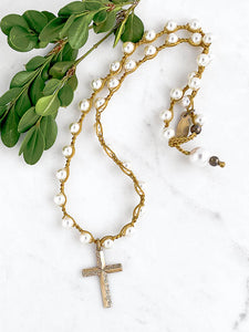 A Mom’s Heirloom Cross Repurposed into a Pearl Necklace