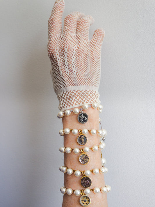 antique button pearl bracelets