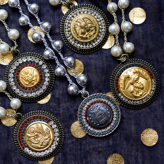 vintage military button necklaces