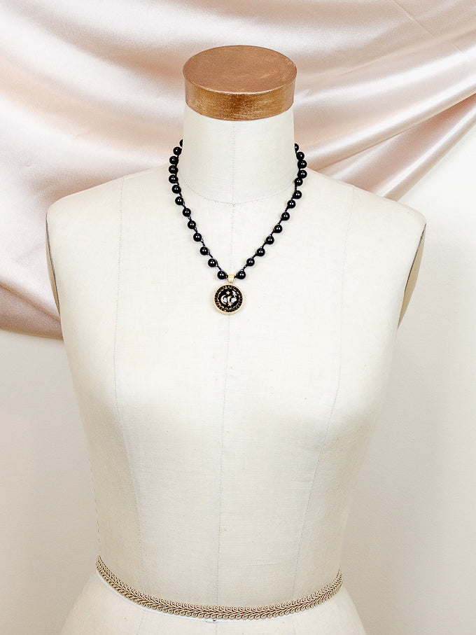 Moon & Stars Antique Button Necklace