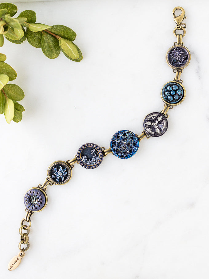 7 Antique Button Bracelet-Blues