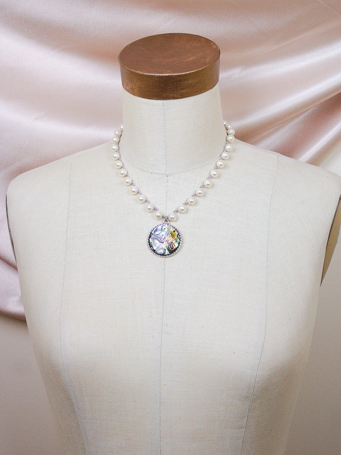 Vintage Abalone Shell Pearl Necklace