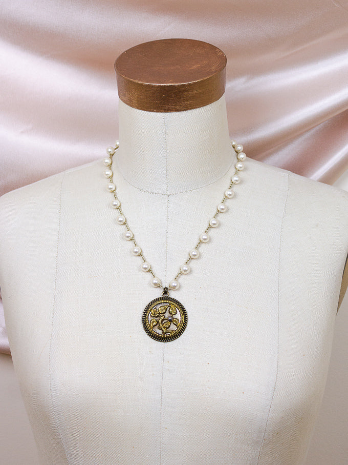 Gold Antique Floral Button Necklace*