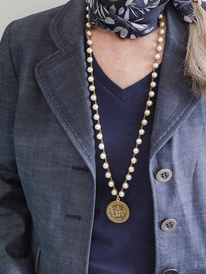 One-of-A-Kind Long Antique Cupid Button Necklace