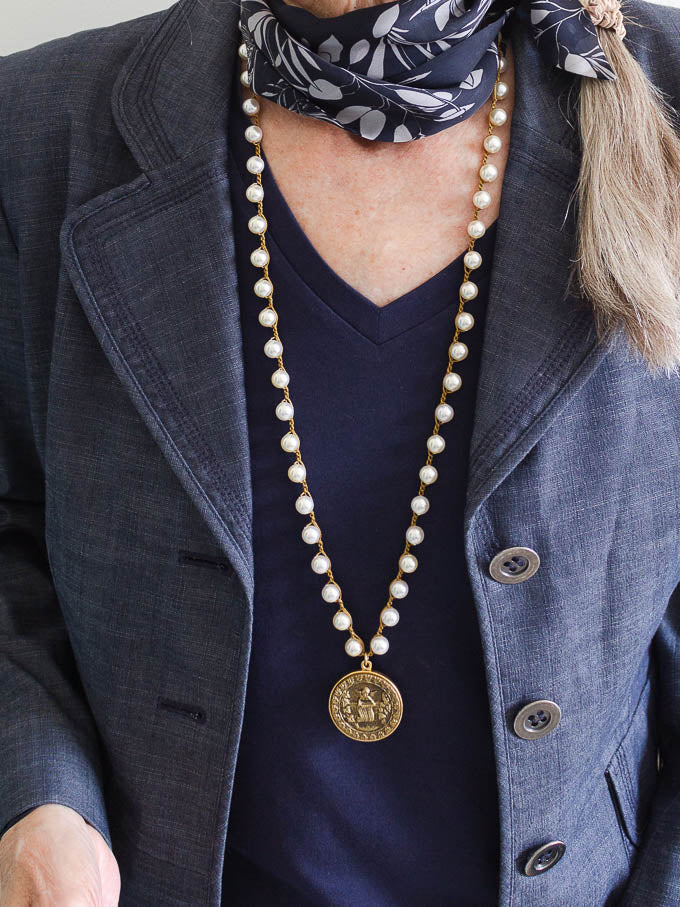 One-of-A-Kind Long Antique Cupid Button Necklace