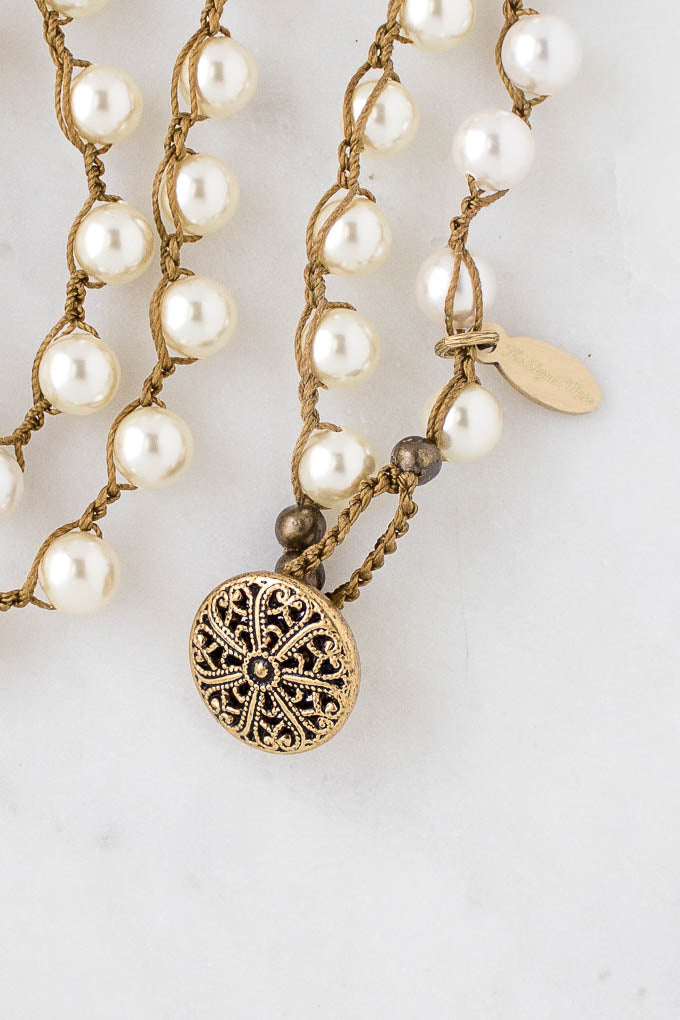 One-of-A-Kind Long Antique Cupid Button Necklace