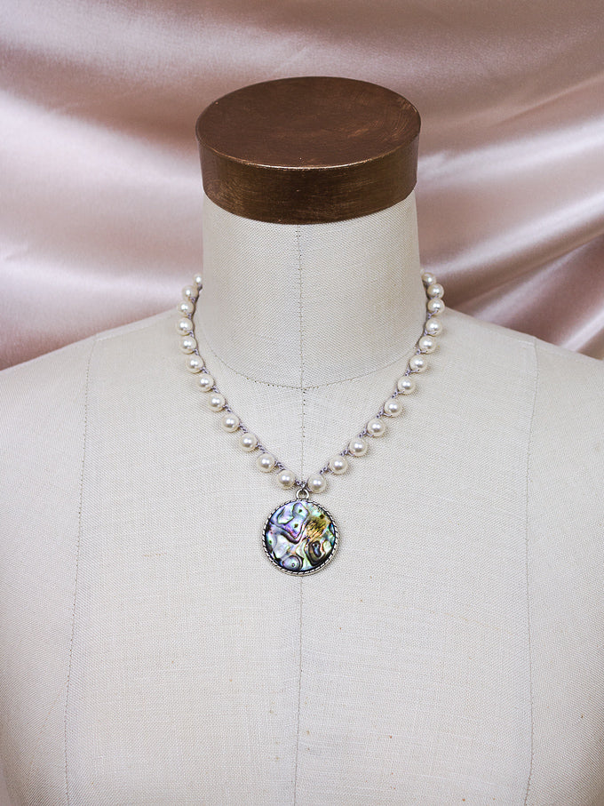 Vintage Abalone Shell Pearl Necklace