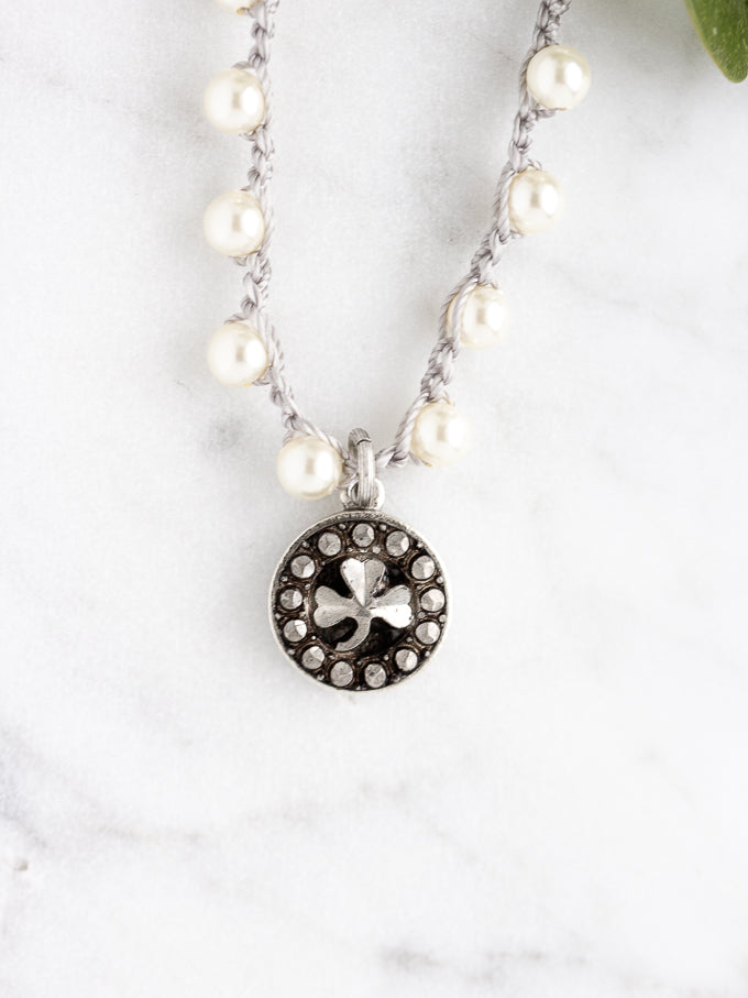 Petite Shamrock Antique Button Necklace