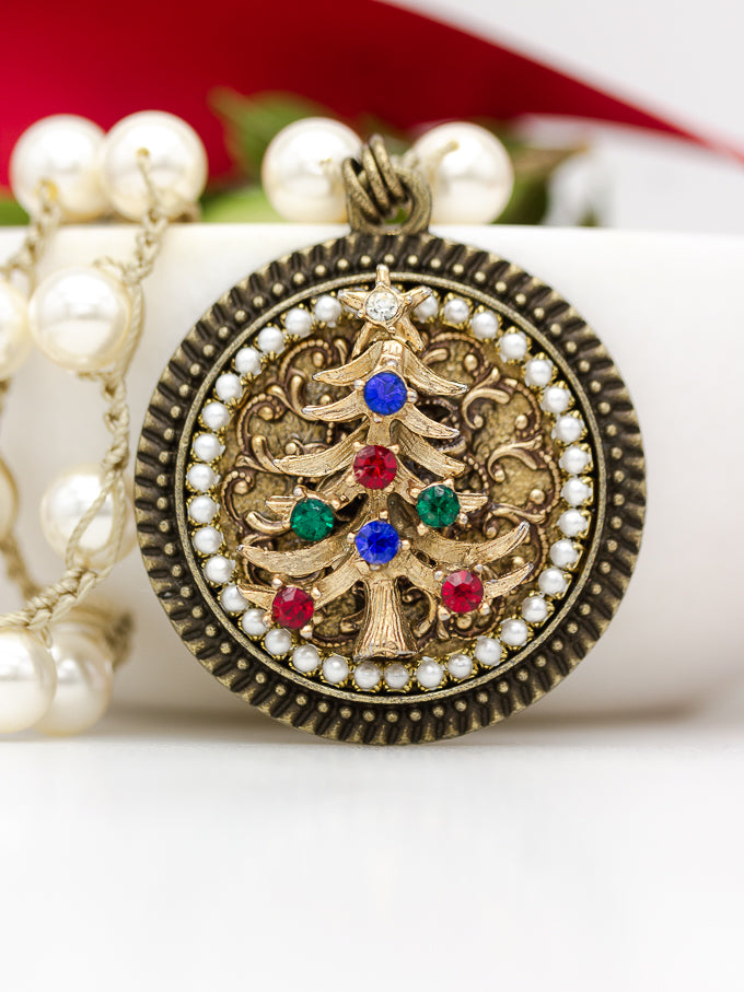 Vintage Christmas Tree Necklace
