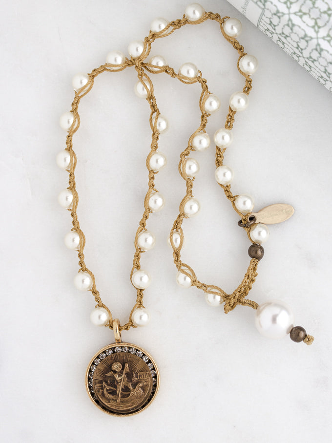 Cupid Antique Button Necklace