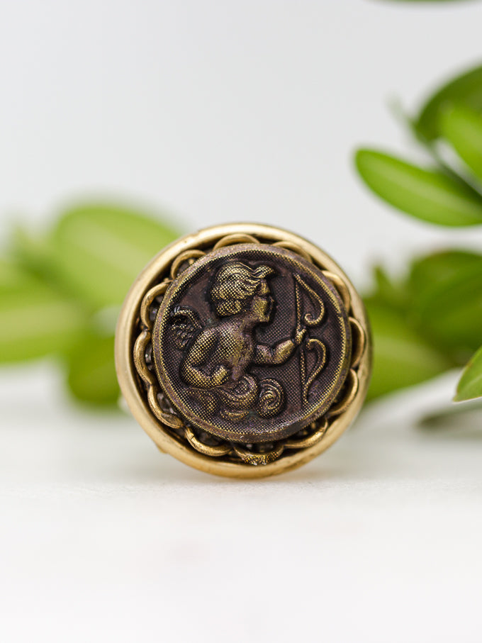 Cupid Antique Button Adjustable Statement Ring