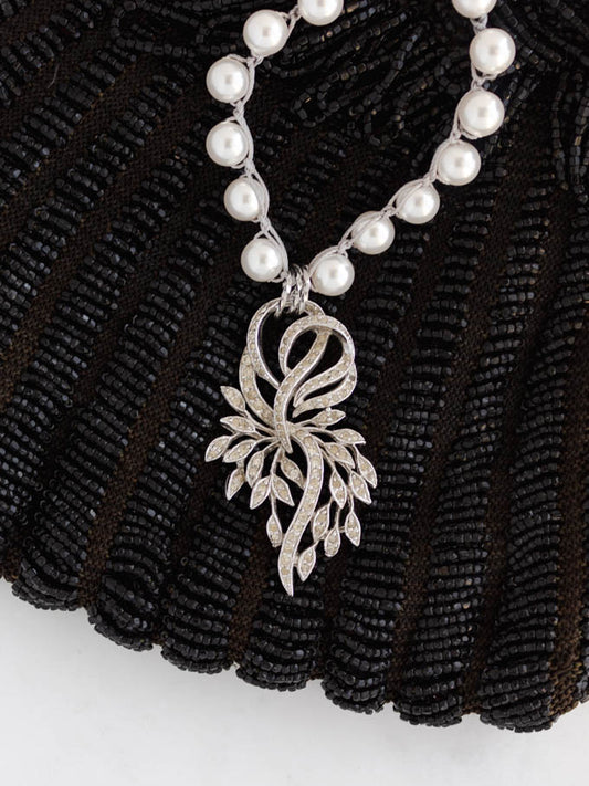 Repurposed Vintage Rhinestone Leaves Necklace