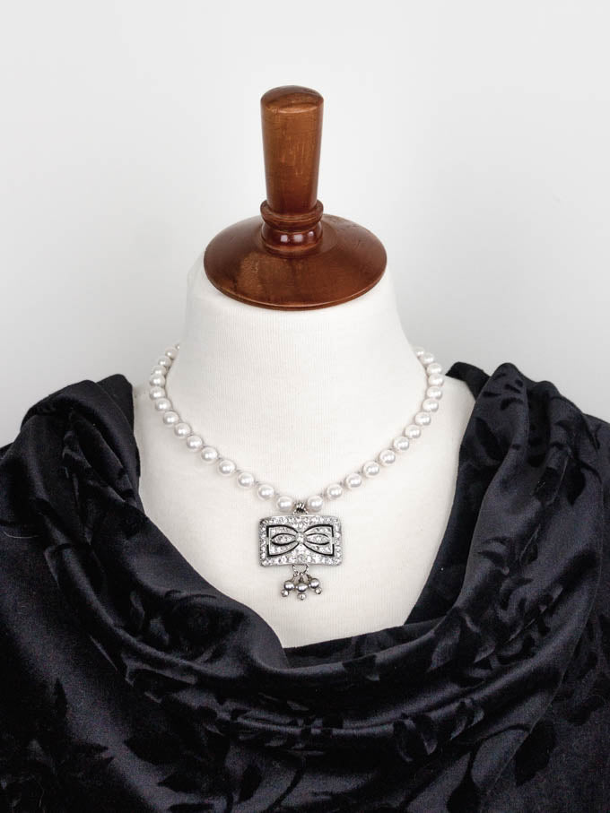 Vintage Rhinestone Shoe Buckle Necklace