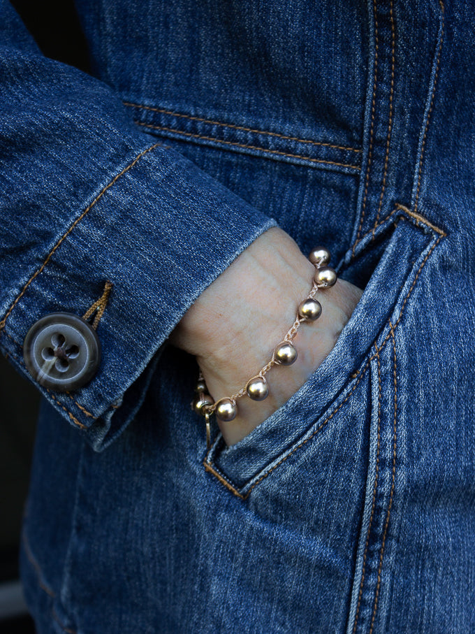 Handstitiched Champagne Gold Pearl Bracelet