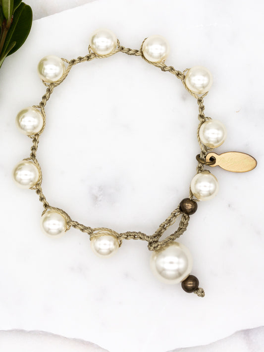 Handstitched Cream Pearl Bracelet