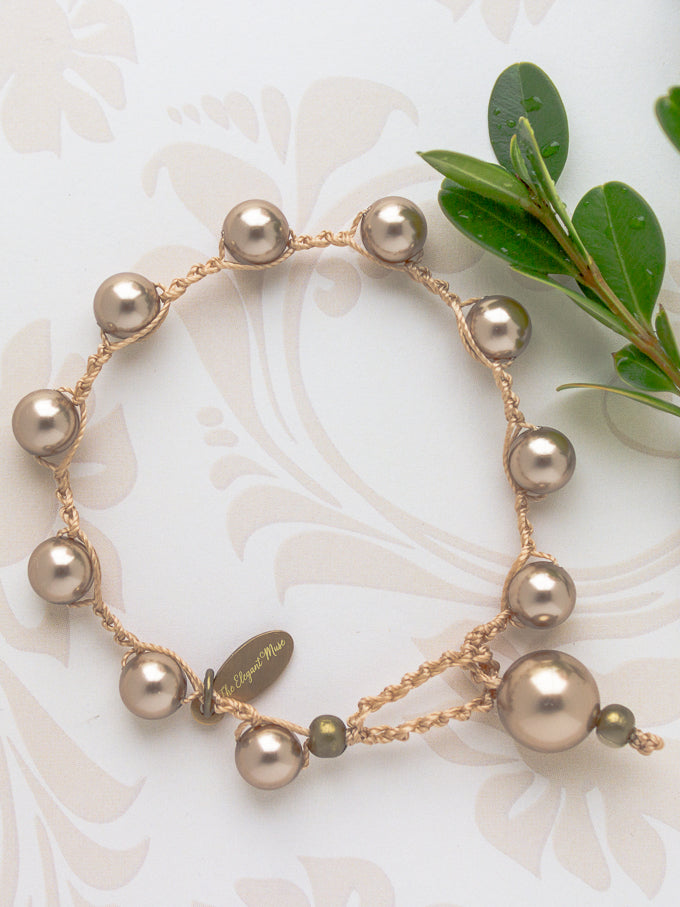 Handstitiched Champagne Gold Pearl Bracelet