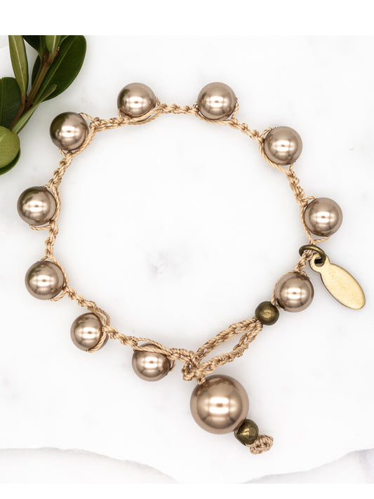 Handstitiched Champagne Gold Pearl Bracelet