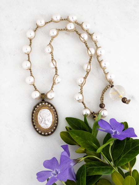 Vintage White Cameo Necklace