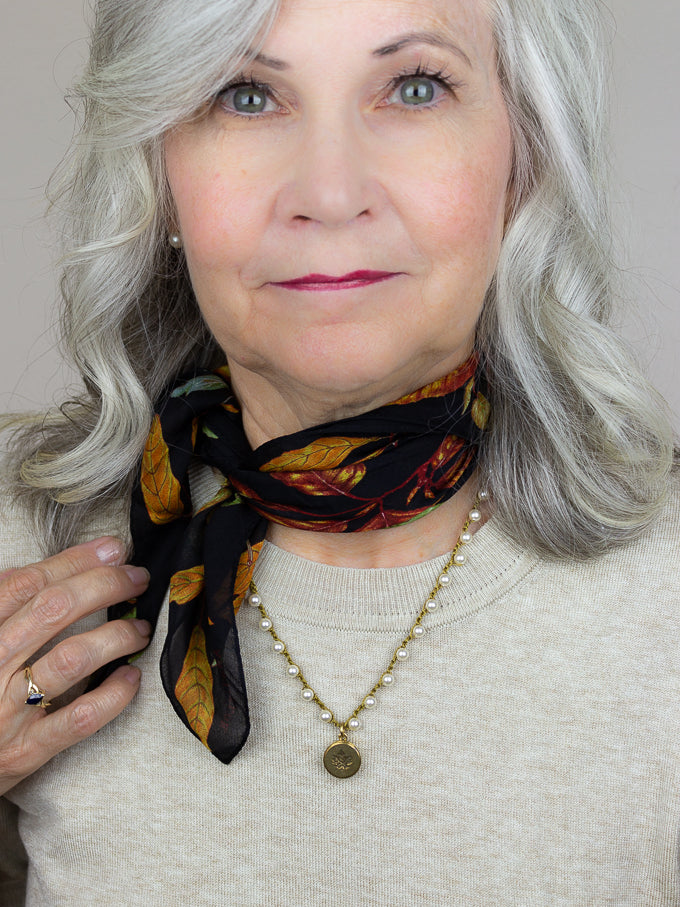Petite Antique Button Leaf Necklace