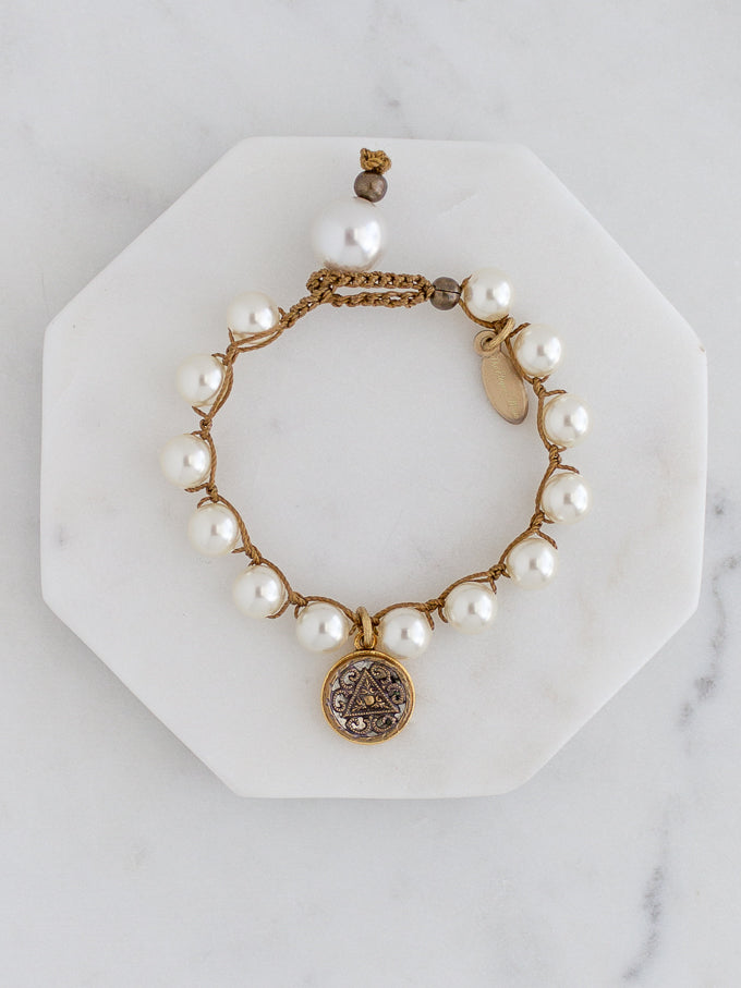 Geometric Triangle Petite Antique Button Bracelet