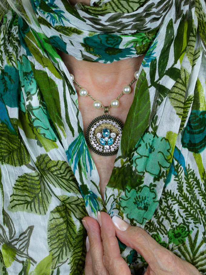 Repurposed Vintage Aqua Necklace