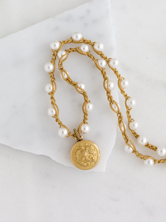 Petite Antique Button U. S. Army Necklace