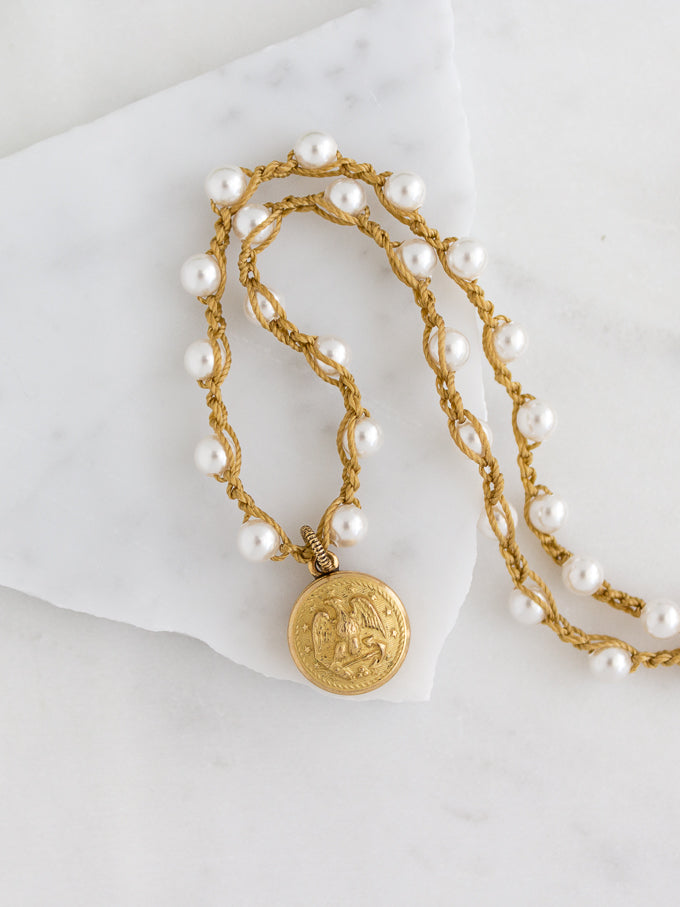 Petite Antique Button U. S. Army Necklace The Elegant Muse