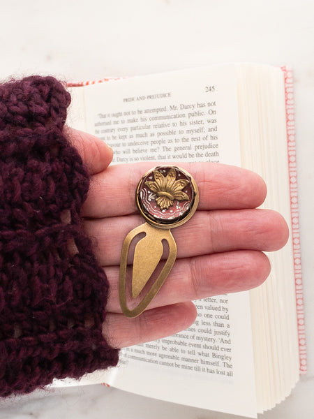 tiny antique button bookmark austen