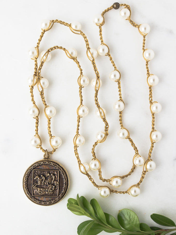 Equestrian Antique Button Necklace