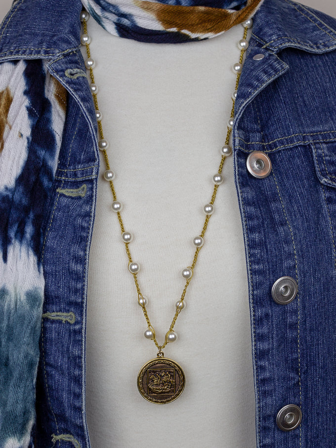 Equestrian Antique Button Necklace
