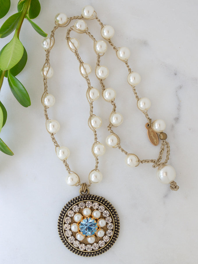 Pearls and Aquamarine Blue Necklace
