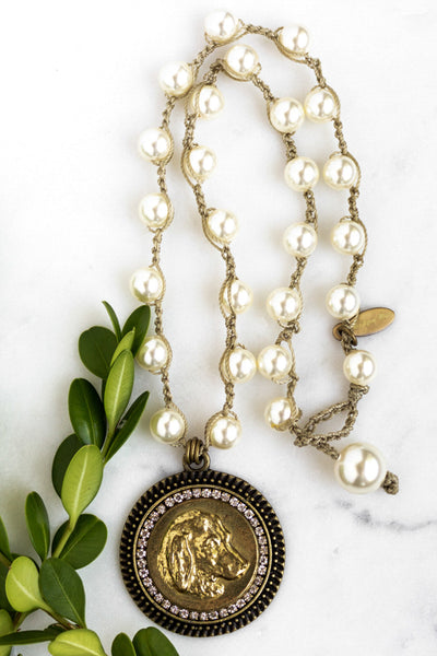 repurposed dog button pearl necklace