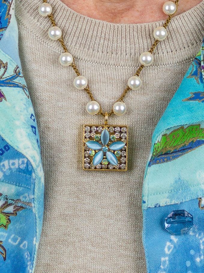 Square Aqua Star Necklace
