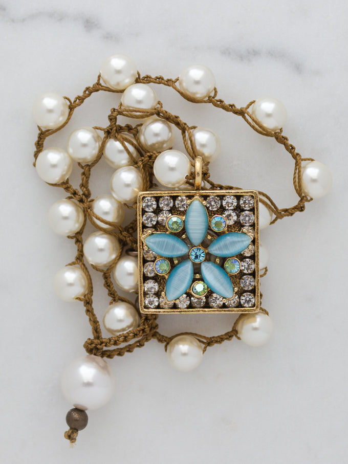Square Aqua Star Necklace