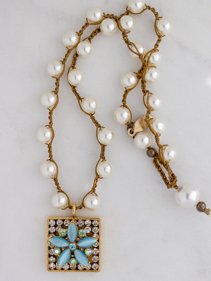 Square Aqua Star Necklace
