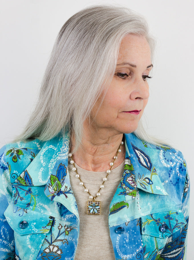 Square Aqua Star Necklace