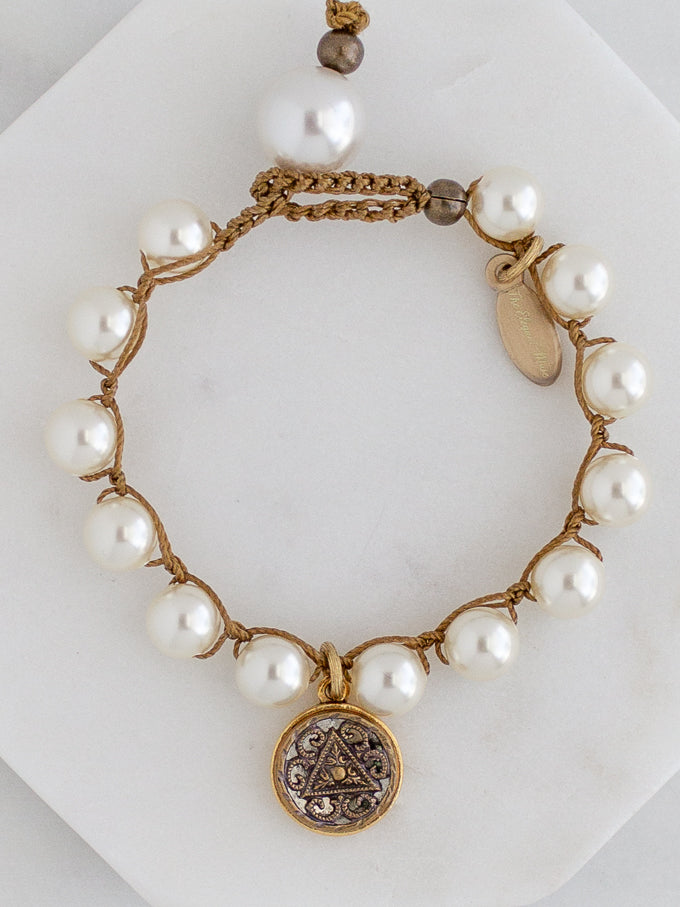 Geometric Triangle Petite Antique Button Bracelet