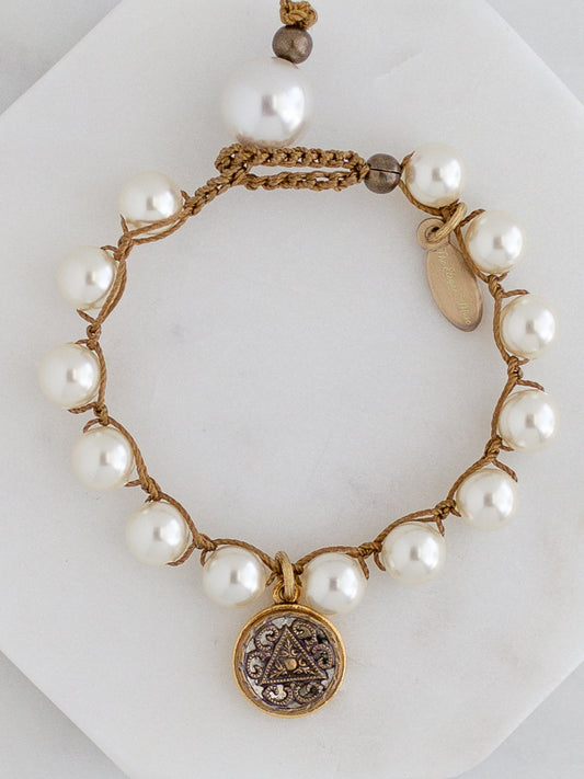 Geometric Triangle Petite Antique Button Bracelet