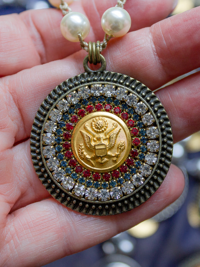 U. S. Army Small Vintage Button Necklace