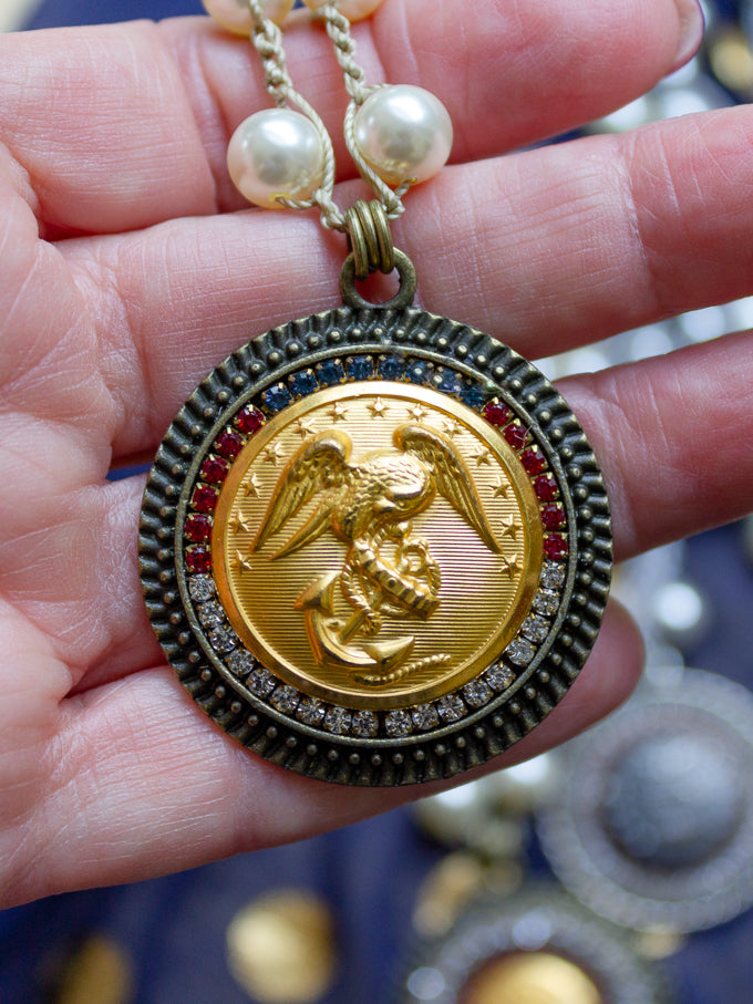 U. S. Marine Corps Vintage Button Necklace