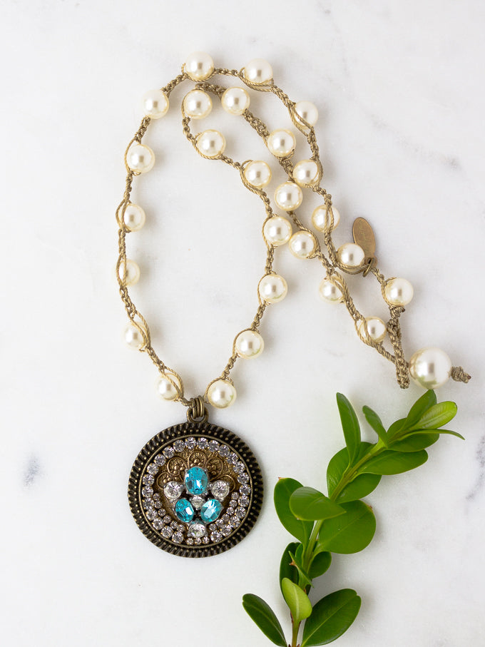 Repurposed Vintage Aqua Necklace