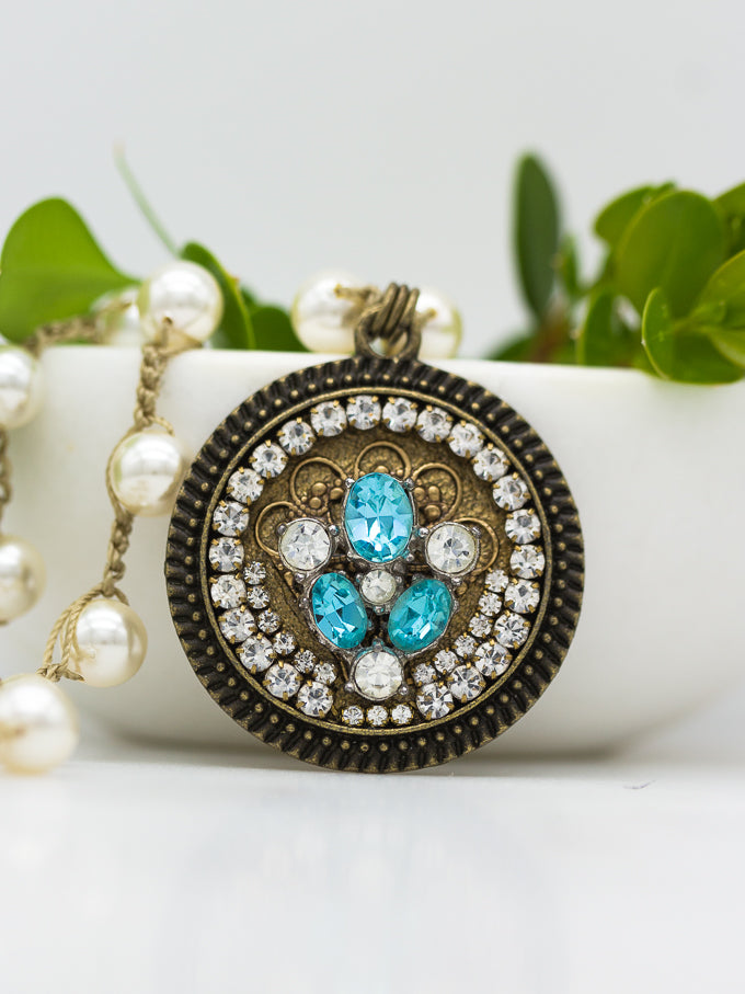 Repurposed Vintage Aqua Necklace