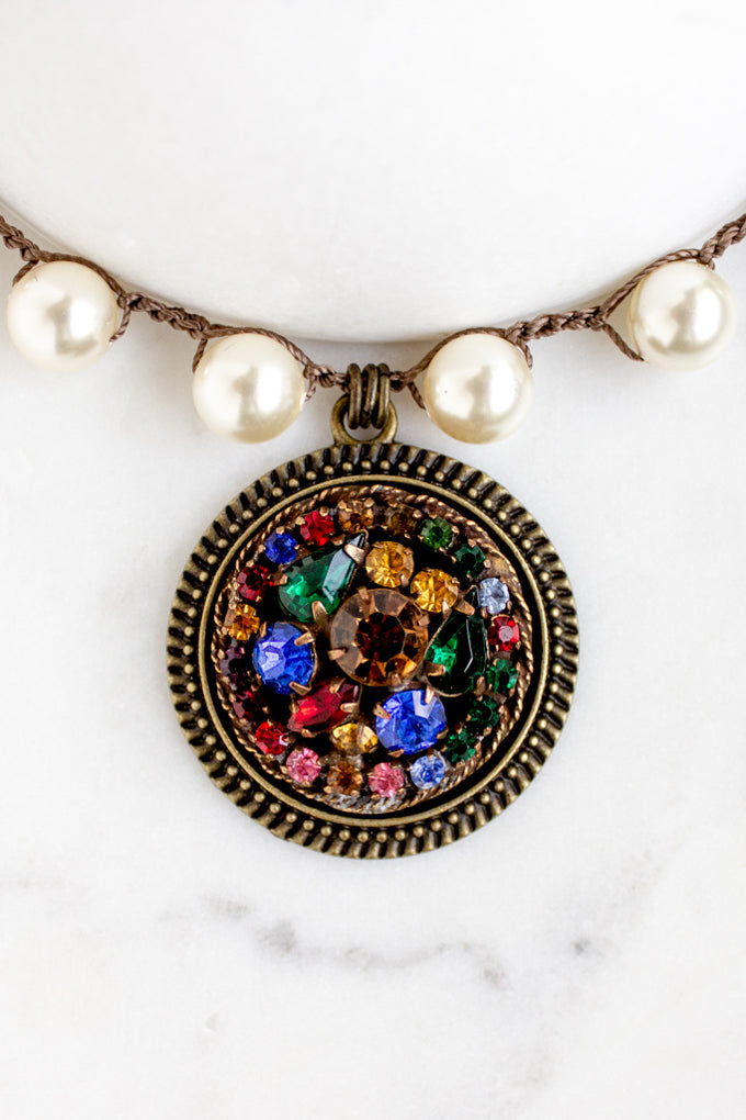 jewel toned rhinestone necklace