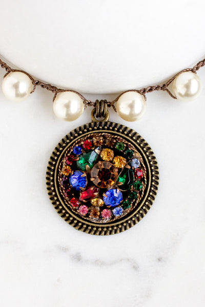 jewel toned rhinestone necklace