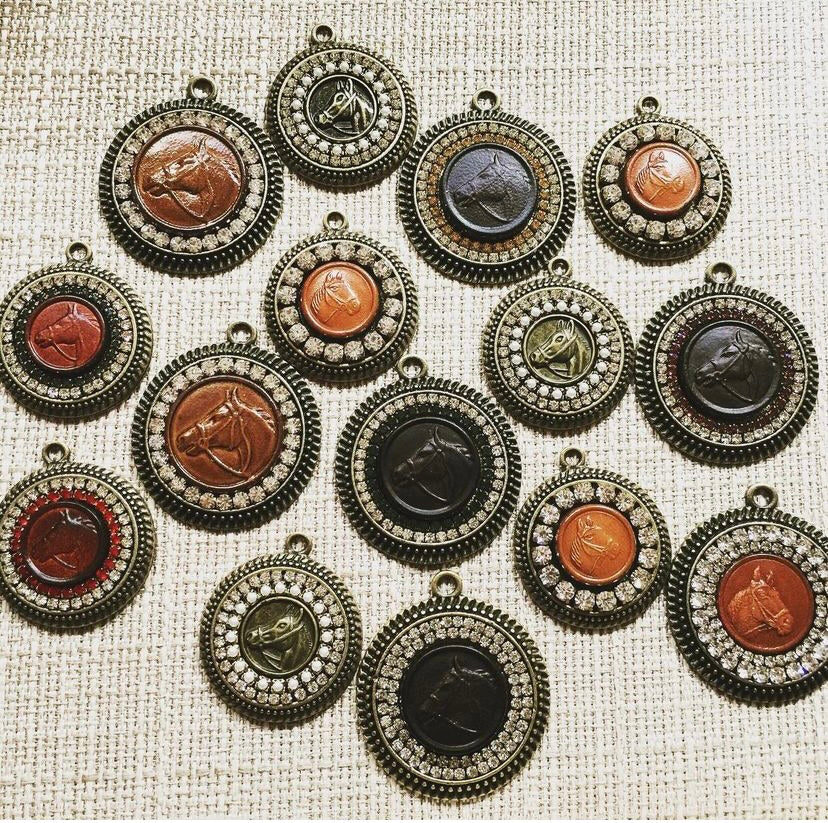 All the pretty horses: Leather vintage button necklaces