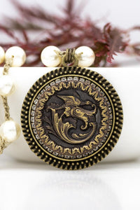 Here Be Dragons Antique Button Necklace!