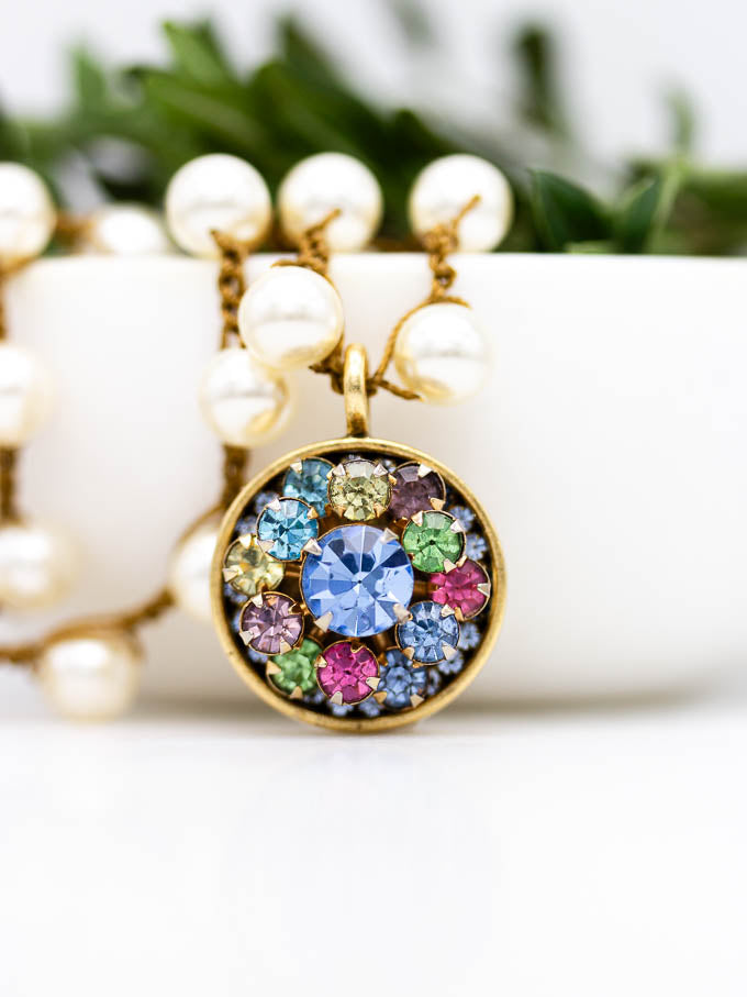 1" Sparkling Multi-Color Vintage Necklace*