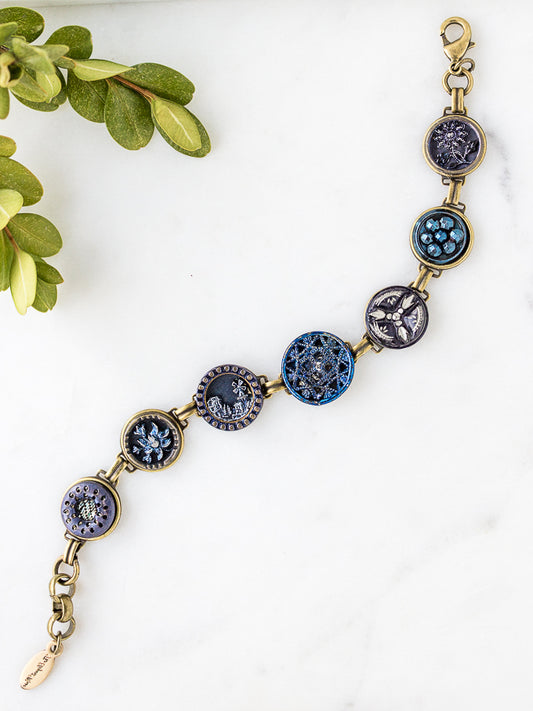 7 Antique Button Bracelet-Blues