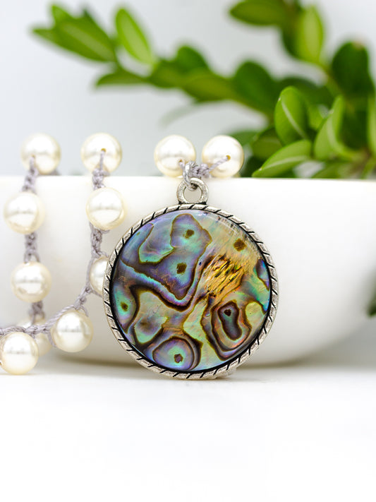Vintage Abalone Shell Pearl Necklace