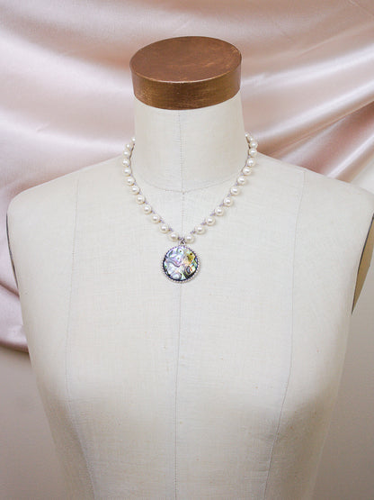 Vintage Abalone Shell Pearl Necklace